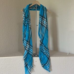 Blue & Black Plaid Lightweight Scarf